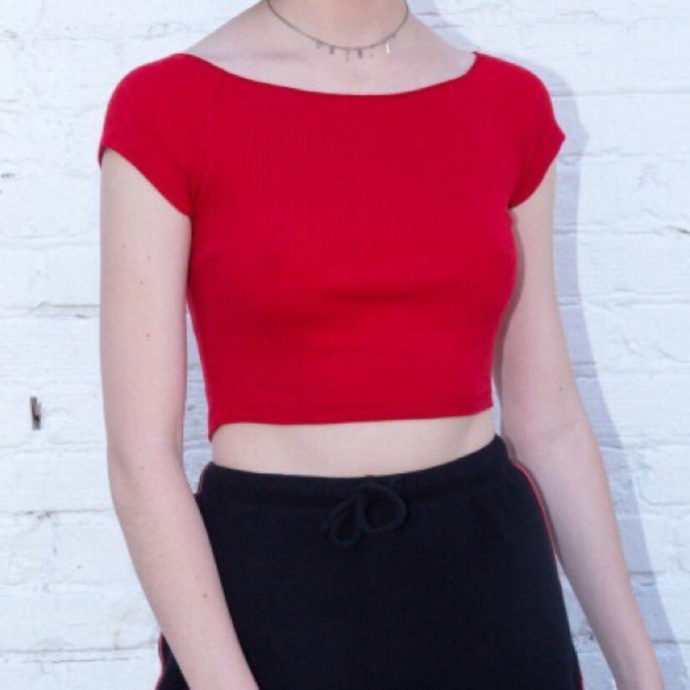 Brandy Melvile- Off the shoulder red top